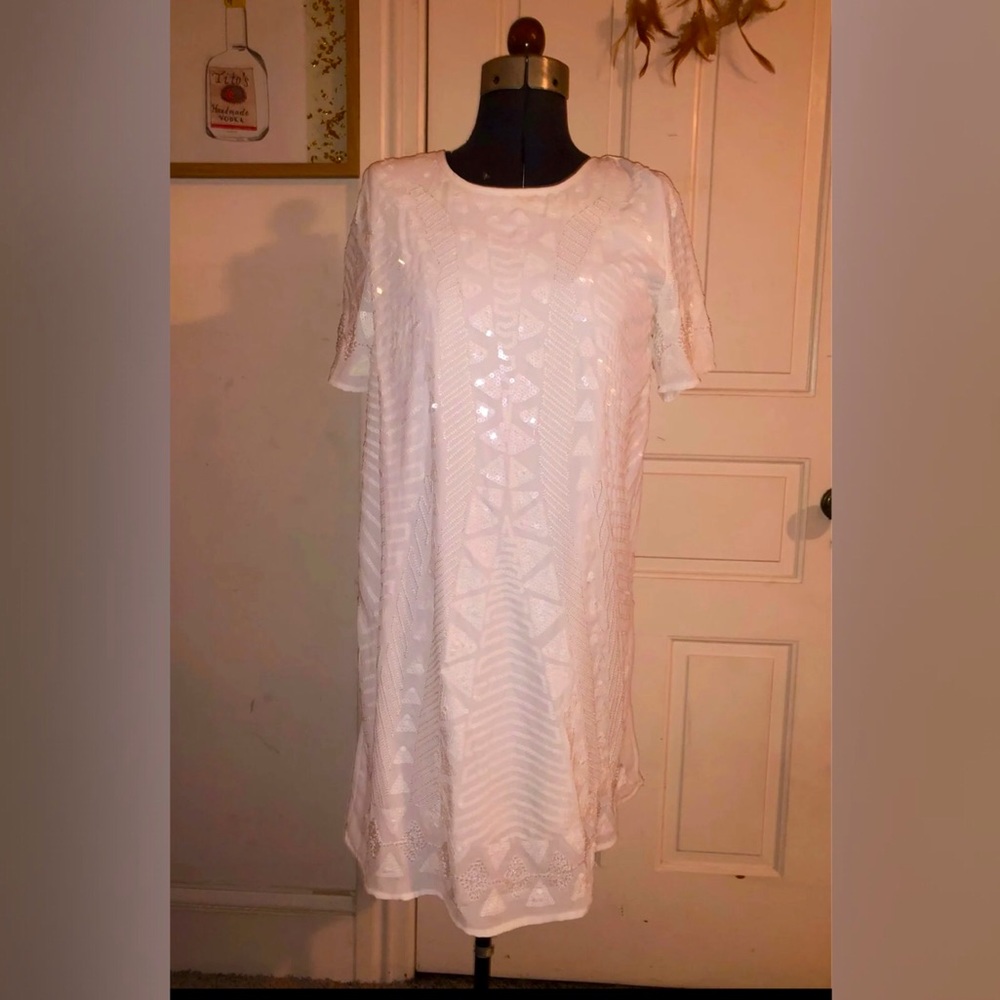MEDIUM WHITE SEQUENCE midi DRESS